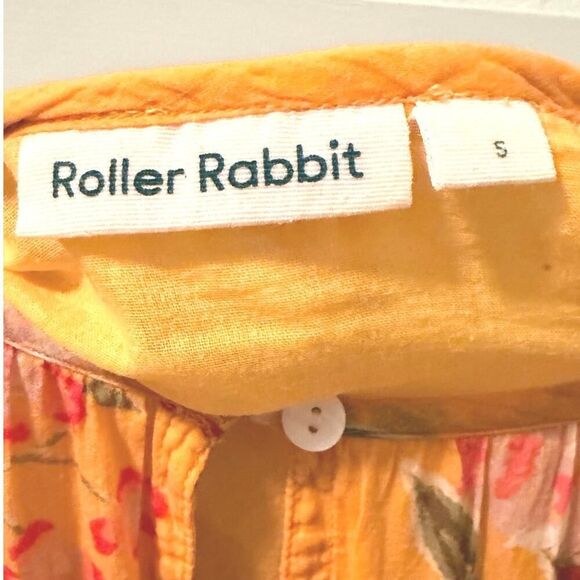 Roller Rabbit Mini Dress Shift Puff Sleeve Floral BOHO Hippie Cottagecore Small - Picture 8 of 16